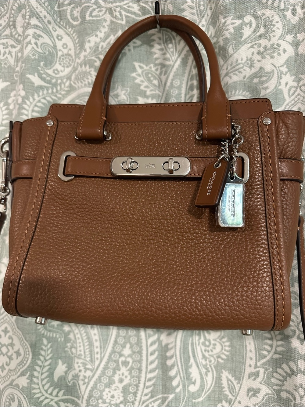 Coach Pebbled Leather Satchel in Brown with Silver Hardware